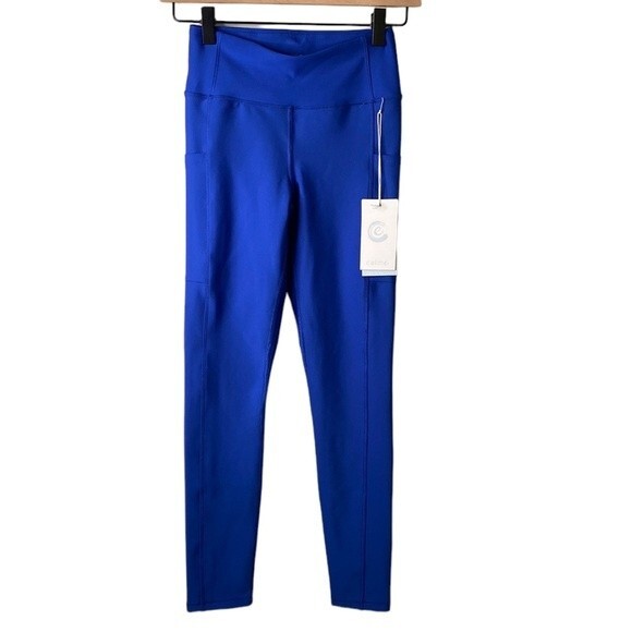 Johnny Was Calme Endure High Waist 7/8 Legging Pockets Royal Blue Yoga Gym Soft
